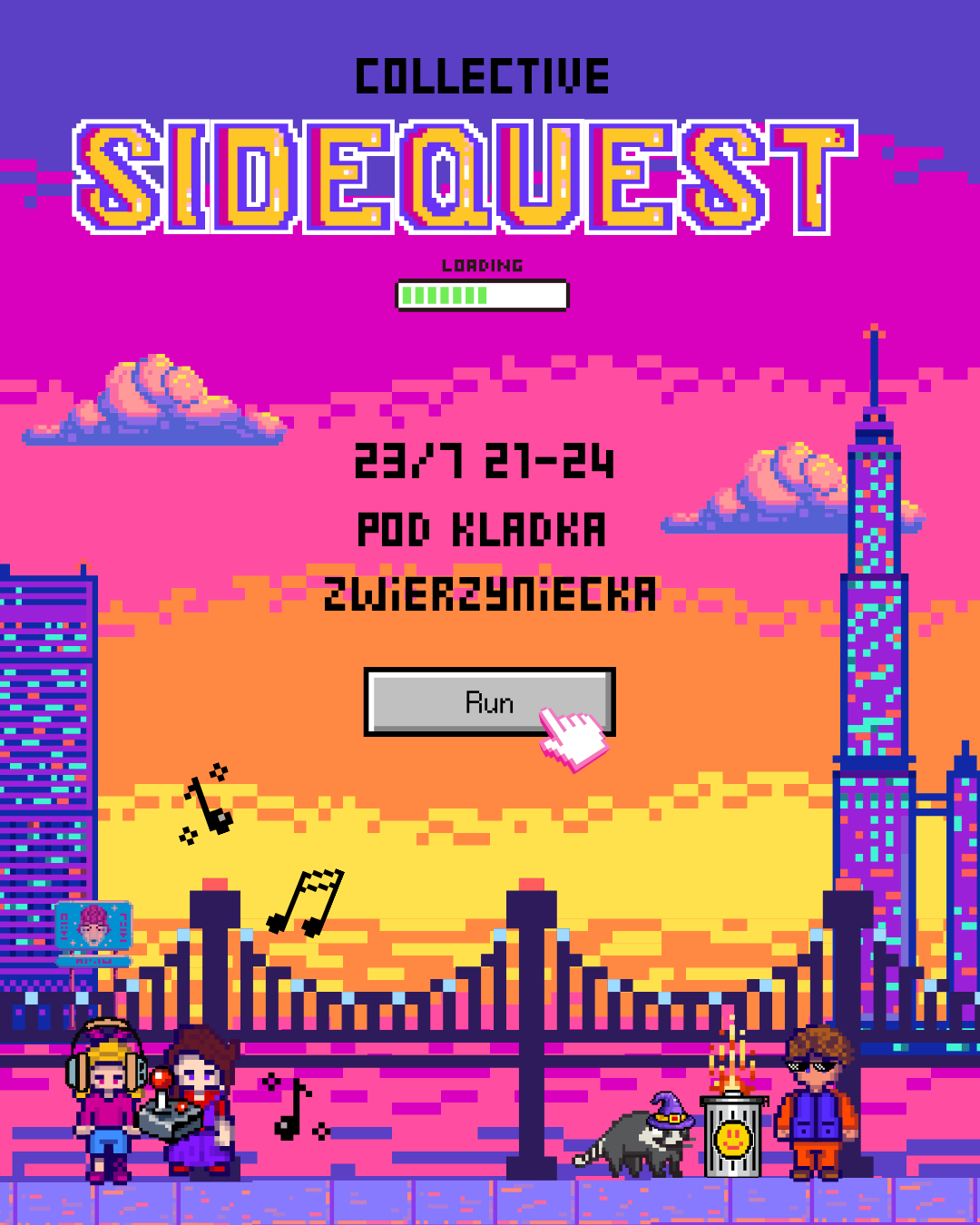 Plakat Sidequest, pod kładką Zwierzyniecką