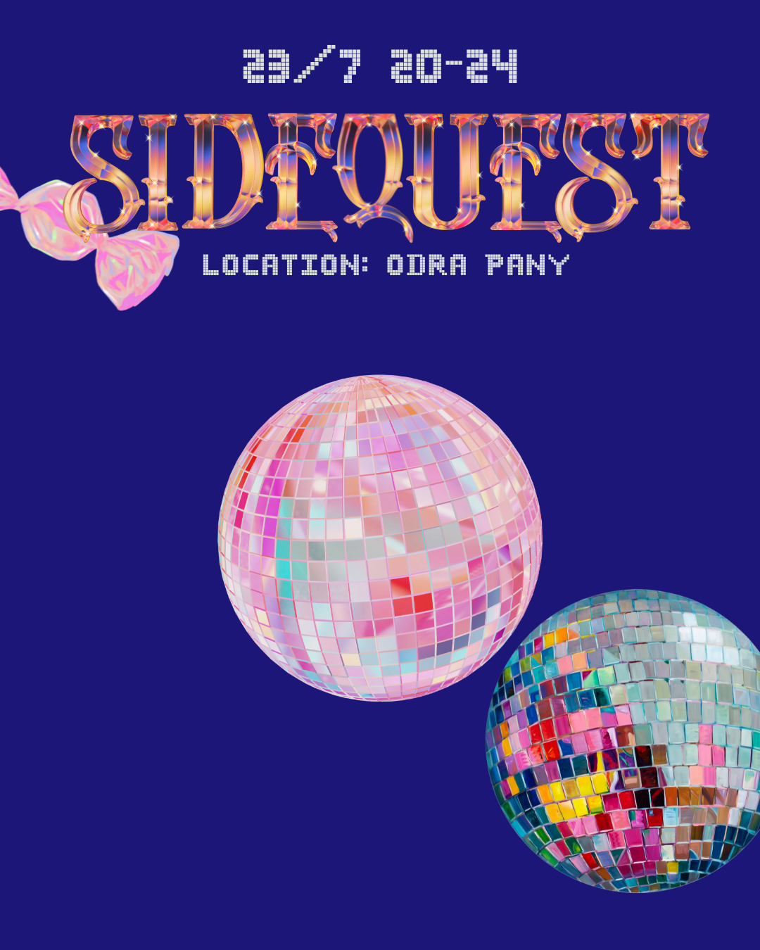Plakat Sidequest, kule disco